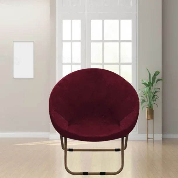 Velvet Round Saucer Chair Cover, Moon Chair Slipcovers 1 Piece Stretch Removable Moon Chair Cover with Elastic Bottom for Living Room