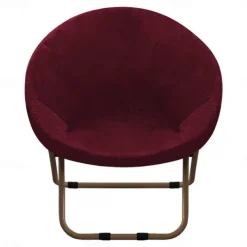 Velvet Round Saucer Chair Cover, Moon Chair Slipcovers 1 Piece Stretch Removable Moon Chair Cover with Elastic Bottom for Living Room