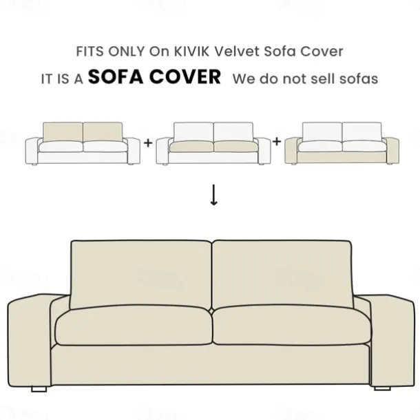 Velvet Sofa Cover of 3-Seater Slipcovers Solid Color Quilted Velvet KIVcover LITB PRIME cover