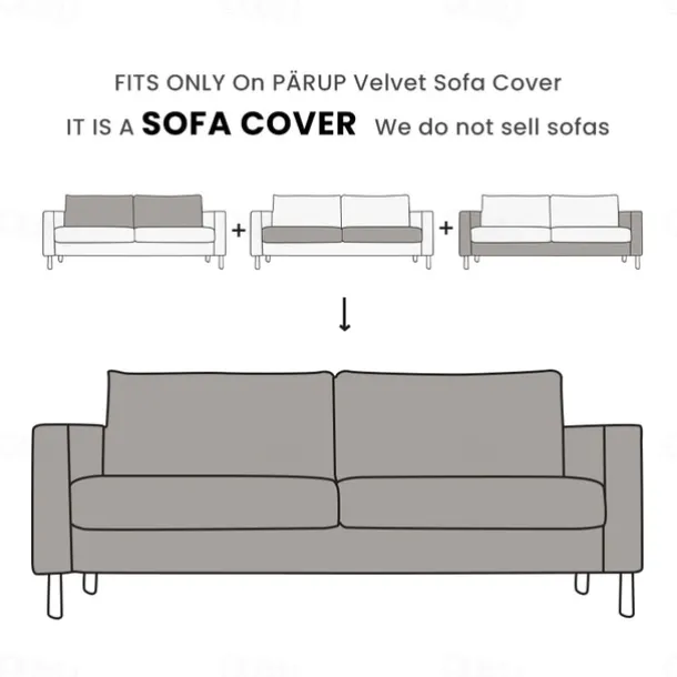 Velvet Sofa Cover 2-Seat 3-Seat Solid Color Quilted Velvet Slipcovers PARcover LITB PRIME cover