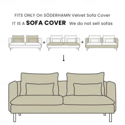 Velvet Sofa Cover Solid Color with Armrests Machine Washable and Dryable Velvet Slipcovers SODERcover LITB PRIME cover