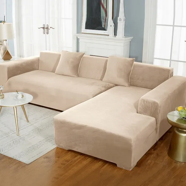 Velvet Sofa Slipcover Burgundy Stretch Couch Covers for Cushion Couch Thick Soft Sofa Cover Washable Furniture Protector, Couch Covers for Dogs, Form Fit Couch Slipcover