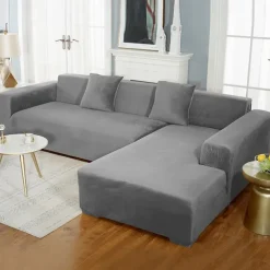 Velvet Sofa Slipcover Burgundy Stretch Couch Covers for Cushion Couch Thick Soft Sofa Cover Washable Furniture Protector, Couch Covers for Dogs, Form Fit Couch Slipcover