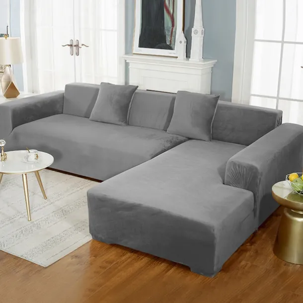 Velvet Sofa Slipcover Burgundy Stretch Couch Covers for Cushion Couch Thick Soft Sofa Cover Washable Furniture Protector, Couch Covers for Dogs, Form Fit Couch Slipcover