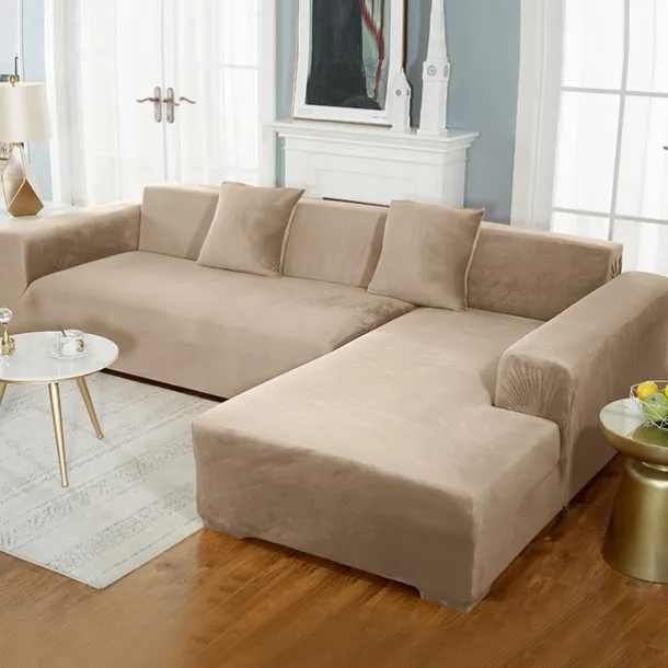 Velvet Sofa Slipcover Burgundy Stretch Couch Covers for Cushion Couch Thick Soft Sofa Cover Washable Furniture Protector, Couch Covers for Dogs, Form Fit Couch Slipcover