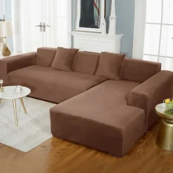 Velvet Sofa Slipcover Burgundy Stretch Couch Covers for Cushion Couch Thick Soft Sofa Cover Washable Furniture Protector, Couch Covers for Dogs, Form Fit Couch Slipcover