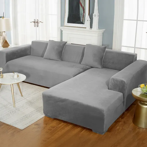 Velvet Sofa Slipcover Burgundy Stretch Couch Covers for Cushion Couch Thick Soft Sofa Cover Washable Furniture Protector, Couch Covers for Dogs, Form Fit Couch Slipcover