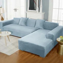 Velvet Sofa Slipcover Burgundy Stretch Couch Covers for Cushion Couch Thick Soft Sofa Cover Washable Furniture Protector, Couch Covers for Dogs, Form Fit Couch Slipcover