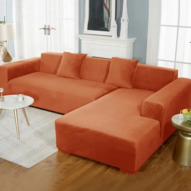 Velvet Sofa Slipcover Burgundy Stretch Couch Covers for Cushion Couch Thick Soft Sofa Cover Washable Furniture Protector, Couch Covers for Dogs, Form Fit Couch Slipcover