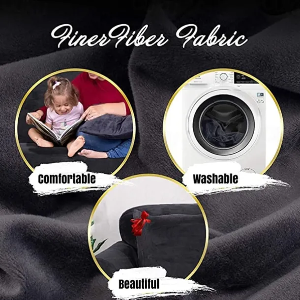 Velvet Sofa Slipcover Burgundy Stretch Couch Covers for Cushion Couch Thick Soft Sofa Cover Washable Furniture Protector, Couch Covers for Dogs, Form Fit Couch Slipcover