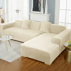 Velvet Sofa Slipcover Burgundy Stretch Couch Covers for Cushion Couch Thick Soft Sofa Cover Washable Furniture Protector, Couch Covers for Dogs, Form Fit Couch Slipcover