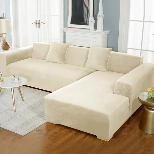 Velvet Sofa Slipcover Burgundy Stretch Couch Covers for Cushion Couch Thick Soft Sofa Cover Washable Furniture Protector, Couch Covers for Dogs, Form Fit Couch Slipcover