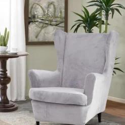 Velvet Stretch Wingback Chair Cover Spandex Arm Chair Cover Wing Chair Slipcovers Sofa Cover for Dogs Pet, Washable Couch Furniture Protector