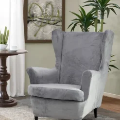 Velvet Stretch Wingback Chair Cover Spandex Arm Chair Cover Wing Chair Slipcovers Sofa Cover for Dogs Pet, Washable Couch Furniture Protector