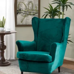 Velvet Stretch Wingback Chair Cover Spandex Arm Chair Cover Wing Chair Slipcovers Sofa Cover for Dogs Pet, Washable Couch Furniture Protector
