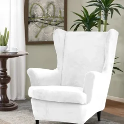Velvet Stretch Wingback Chair Cover Spandex Arm Chair Cover Wing Chair Slipcovers Sofa Cover for Dogs Pet, Washable Couch Furniture Protector