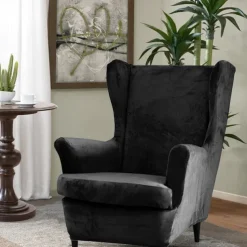 Velvet Stretch Wingback Chair Cover Spandex Arm Chair Cover Wing Chair Slipcovers Sofa Cover for Dogs Pet, Washable Couch Furniture Protector