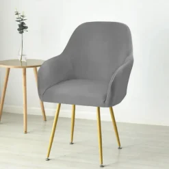 Velvet Stretch Wingback Chair Cover Burgundy Slipcover Wing Chair Cover,Reusable Protector Cover for Dining Room Home DecorWashable