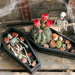 Versatile Gothic Coffin Planter Box for Succulents, Candy & Jewelry Storage - Perfect for Halloween & Easter Decor Indoor/Outdoor Use