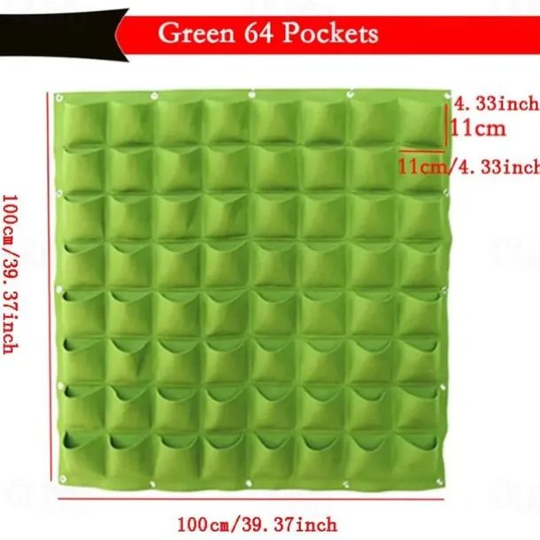 Vertical Hanging Wall, Growing Bag Green Planting Bags, Gardening Vegetable Seedling Living Garden Bag Home Supplies 18/25/36/49/64/72 Pockets