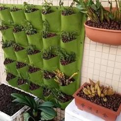 Vertical Hanging Wall, Growing Bag Green Planting Bags, Gardening Vegetable Seedling Living Garden Bag Home Supplies 18/25/36/49/64/72 Pockets