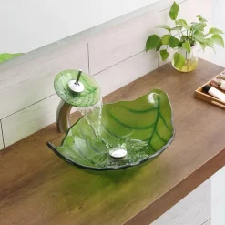 Vessel Sink for Bathroom Modern Leaf Style Bathroom Vanity Sinks Above Counter Countertop Basin sink