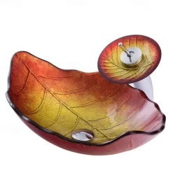 Vessel Sink for Bathroom Modern Leaf Style Bathroom Vanity Sinks Above Counter Countertop Basin sink