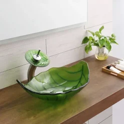 Vessel Sink for Bathroom Modern Leaf Style Bathroom Vanity Sinks Above Counter Countertop Basin sink