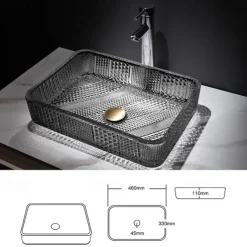 Vessel Sink for Bathroom Modern Rectangular Bathroom Vanity Sinks Above Counter Glass Countertop Basin sink