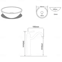 Vessle Sink Circular Stripe Design Basin Modern Tempered Glass Vessel Sink for Bathroom Bathroom Sink Set with Vintage Faucet