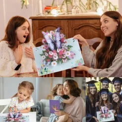 Vibrant 3D Butterfly & Daisy Pop-Up Greeting Card Best Gift for Mom, Mother's Day Flower Bouquet Card, Teacher Appreciation, Birthday, Thank You Greeting