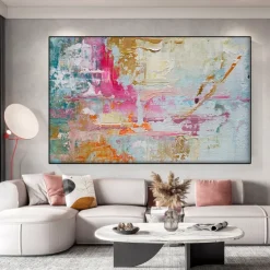 Vibrant Painting hand painted Abstract Painting pink Painting Canvas Painting Handmade Painting Large pattle knife Oil Painting Home Decor Wall Art painting