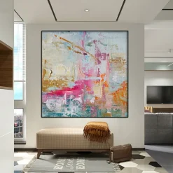Vibrant Painting hand painted Abstract Painting pink Painting Canvas Painting Handmade Painting Large pattle knife Oil Painting Home Decor Wall Art painting