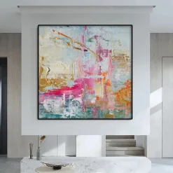 Vibrant Painting hand painted Abstract Painting pink Painting Canvas Painting Handmade Painting Large pattle knife Oil Painting Home Decor Wall Art painting