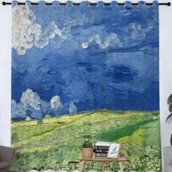 Vincent van Gogh Curtain Panels Grommet/Eyelet Curtain Drapes For Living Room Bedroom, Farmhouse Curtain for Kitchen Door Window Treatments Room Darkening