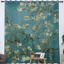 Vincent van Gogh Curtain Panels Grommet/Eyelet Curtain Drapes For Living Room Bedroom, Farmhouse Curtain for Kitchen Door Window Treatments Room Darkening