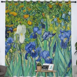 Vincent van Gogh Curtain Panels Grommet/Eyelet Curtain Drapes For Living Room Bedroom, Farmhouse Curtain for Kitchen Door Window Treatments Room Darkening