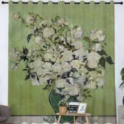 Vincent van Gogh Curtain Panels Grommet/Eyelet Curtain Drapes For Living Room Bedroom, Farmhouse Curtain for Kitchen Door Window Treatments Room Darkening