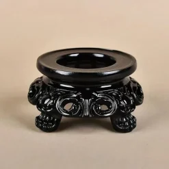 Vintage Black Hollow Round Base - Resin Crystal Ball & Egg Display Stand, Aesthetic Home Decor Accent