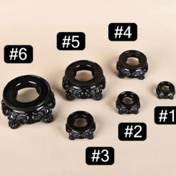 Vintage Black Hollow Round Base - Resin Crystal Ball & Egg Display Stand, Aesthetic Home Decor Accent