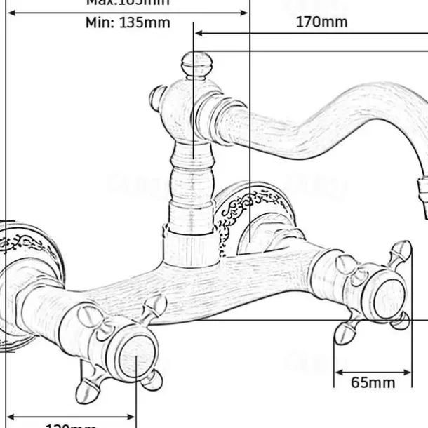 Vintage Brass Bathtub Faucet Wall Mounted Dual Handle Bath Tub Taps, Bathroom Mixer Tap, with Cold and Hot Hose