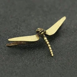 Vintage Brass Dragonfly Figurine - Antique-Style Home & Office Desk Decor, Creative Tea Pet Collectible
