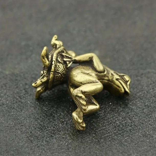 Vintage Brass Turtle & Frog Figurine - Antique-Style Solid Copper Tea Pet, Desktop Decor, Collectible Miniature Ornament