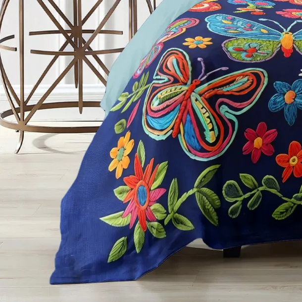Vintage Butterfly Pattern Duvet Cover Set Set Soft 3-Piece Luxury Cotton Bedding Set Home Decor Gift King Queen Duvet Cover