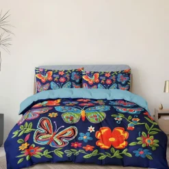 Vintage Butterfly Pattern Duvet Cover Set Set Soft 3-Piece Luxury Cotton Bedding Set Home Decor Gift King Queen Duvet Cover