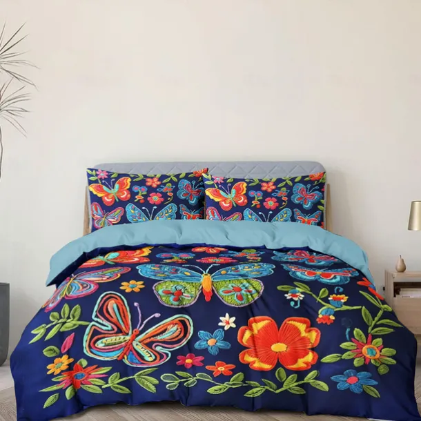 Vintage Butterfly Pattern Duvet Cover Set Set Soft 3-Piece Luxury Cotton Bedding Set Home Decor Gift King Queen Duvet Cover
