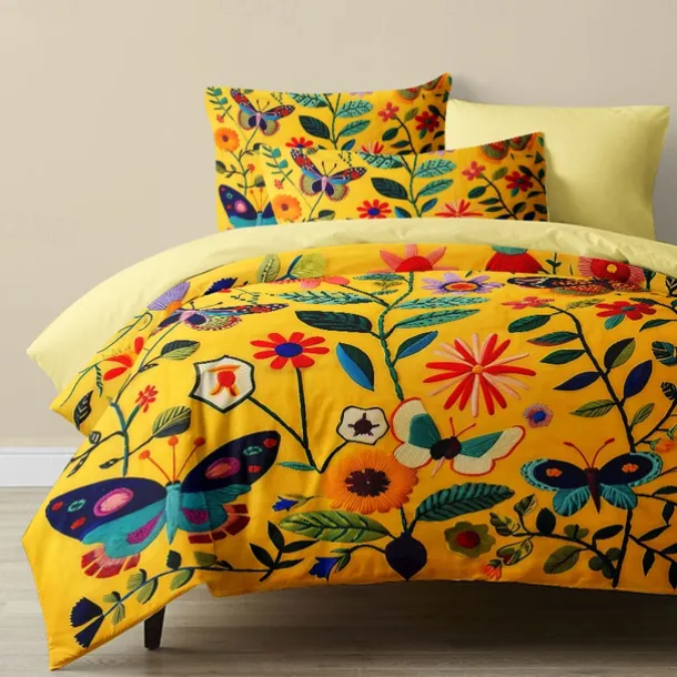 Vintage Butterfly Pattern Duvet Cover Set Set Soft 3-Piece Luxury Cotton Bedding Set Home Decor Gift King Queen Duvet Cover