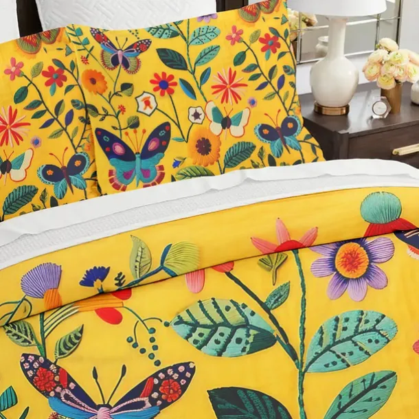 Vintage Butterfly Pattern Duvet Cover Set Set Soft 3-Piece Luxury Cotton Bedding Set Home Decor Gift King Queen Duvet Cover