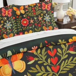 Vintage Butterfly Pattern Duvet Cover Set Set Soft 3-Piece Luxury Cotton Bedding Set Home Decor Gift King Queen Duvet Cover