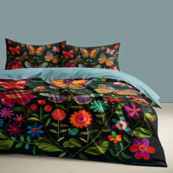 Vintage Butterfly Pattern Duvet Cover Set Set Soft 3-Piece Luxury Cotton Bedding Set Home Decor Gift King Queen Duvet Cover